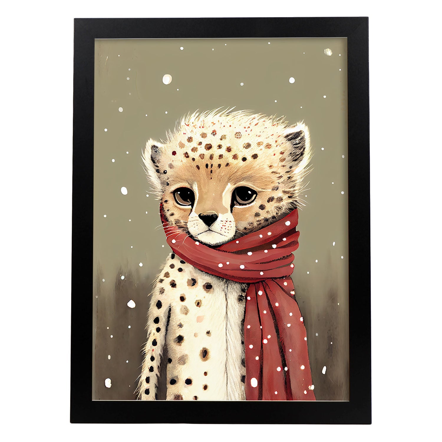 Nacnic lindo bebé guepardo con rojo. Estampados de arte de pared estético para el diseño de dormitorio o sala de estar.-Artwork-Nacnic-A4-Sin marco-Nacnic Estudio SL