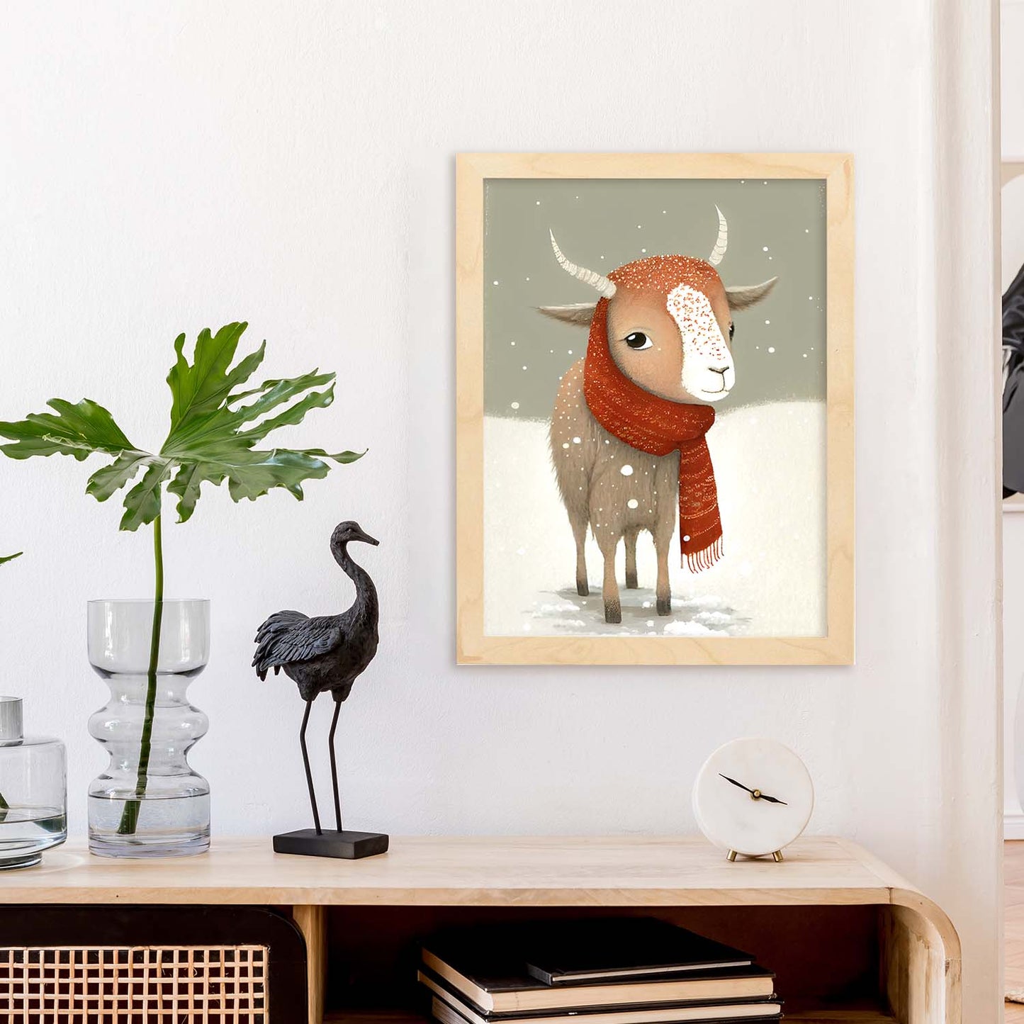 Nacnic lindo bebé ibex vistiendo rojo. Estampados de arte de pared estético para el diseño de dormitorio o sala de estar.-Artwork-Nacnic-Nacnic Estudio SL