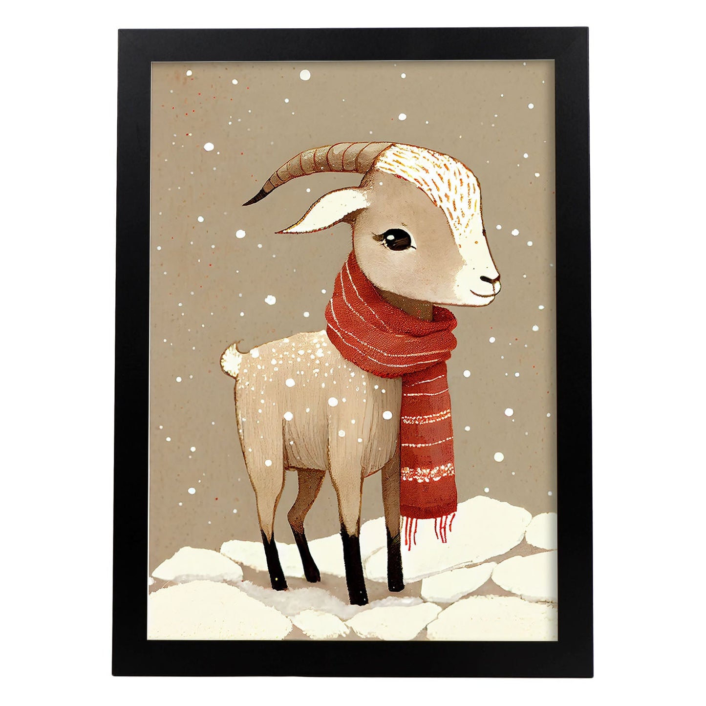 Nacnic lindo bebé ibex vistiendo rojo. Estampados de arte de pared estético para el diseño de dormitorio o sala de estar.-Artwork-Nacnic-A4-Sin marco-Nacnic Estudio SL