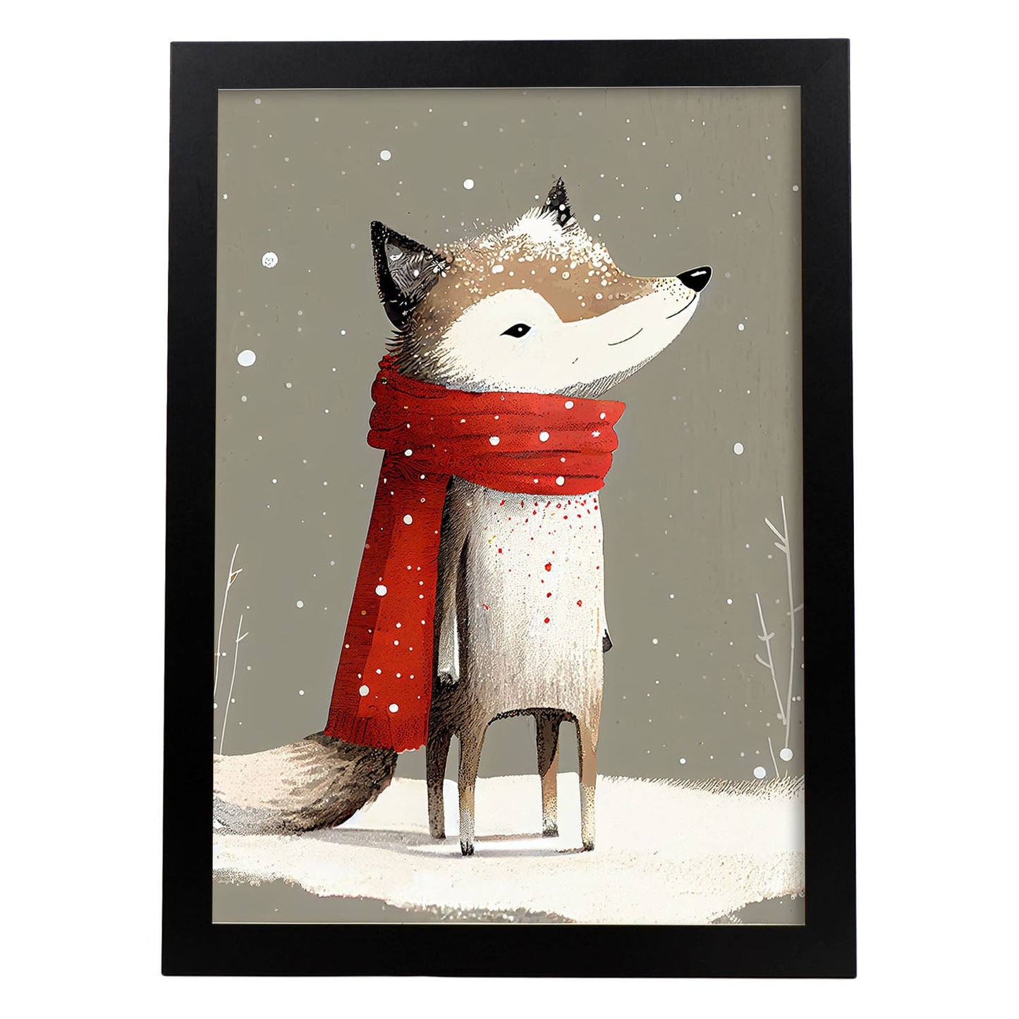 Nacnic lindo bebé lobo con rojo. Estampados de arte de pared estético para el diseño de dormitorio o sala de estar.-Artwork-Nacnic-A4-Sin marco-Nacnic Estudio SL