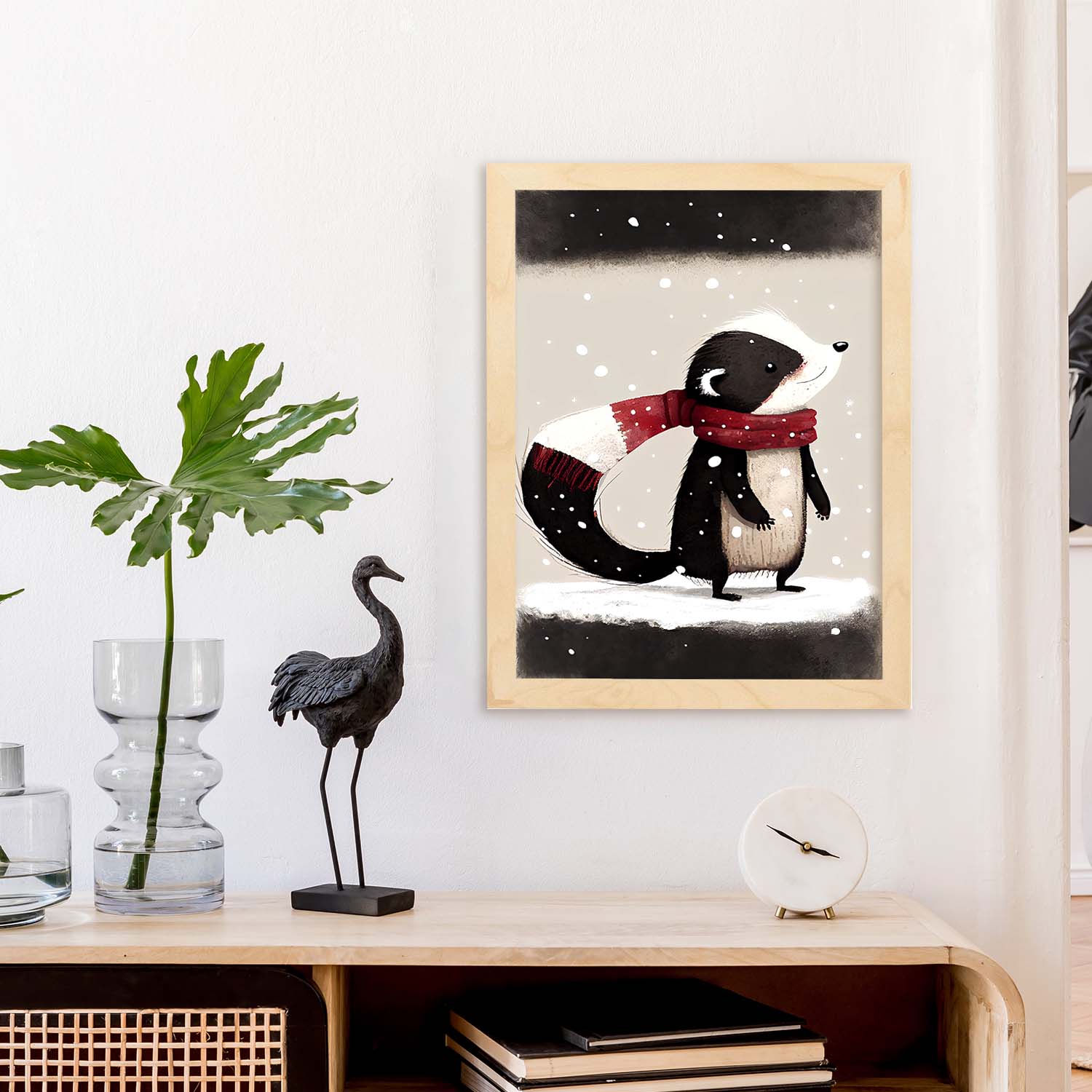 Nacnic lindo bebé mofeta con rojo. Estampados de arte de pared estético para el diseño de dormitorio o sala de estar.-Artwork-Nacnic-Nacnic Estudio SL