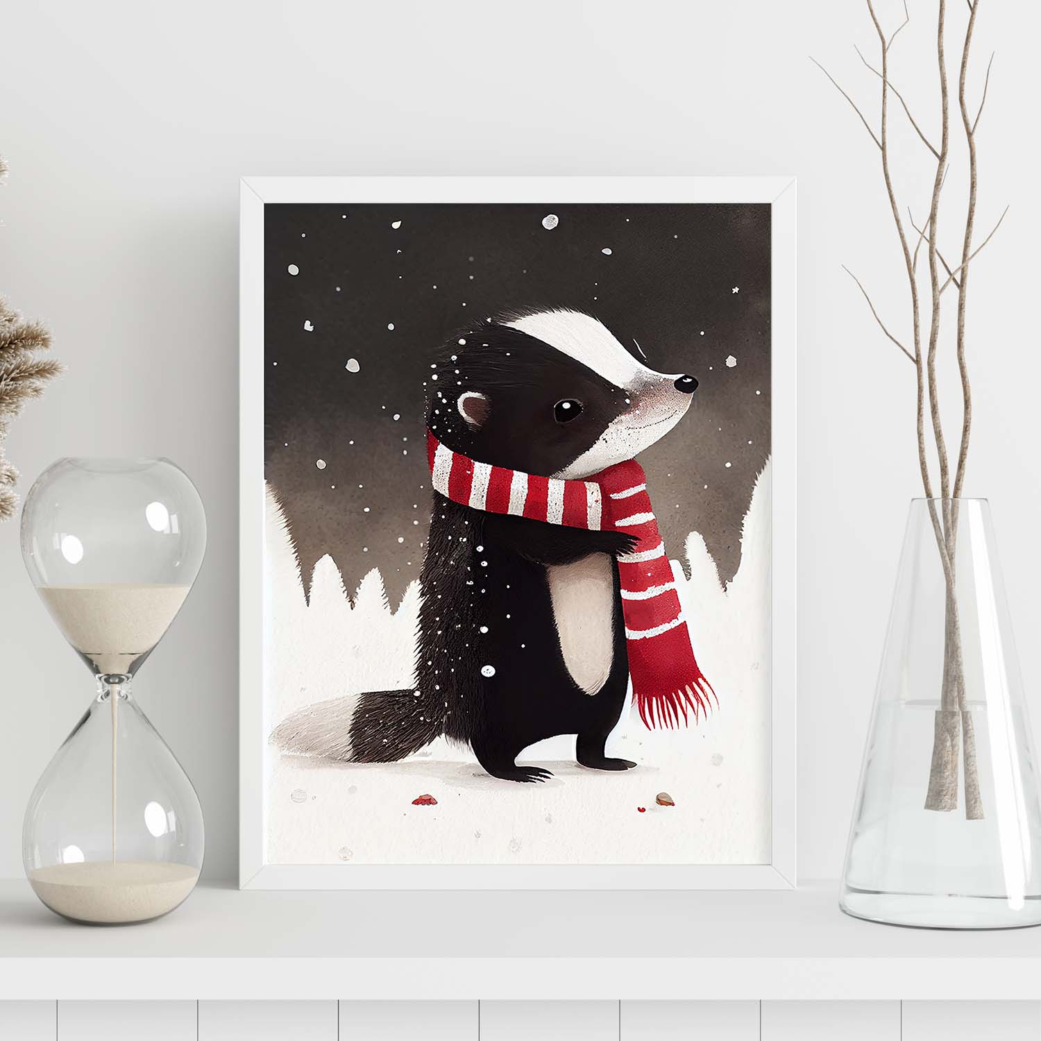 Nacnic lindo bebé mofeta con rojo. Estampados de arte de pared estético para el diseño de dormitorio o sala de estar.-Artwork-Nacnic-Nacnic Estudio SL