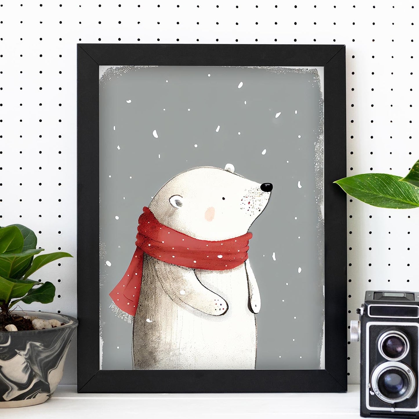 Nacnic lindo bebé oso con rojo. Estampados de arte de pared estético para el diseño de dormitorio o sala de estar.-Artwork-Nacnic-Nacnic Estudio SL