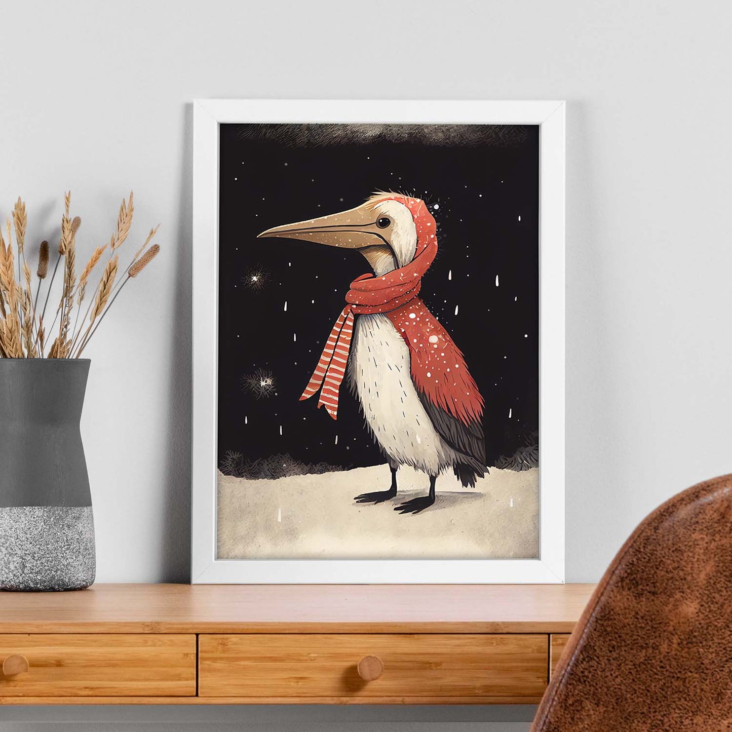 Nacnic lindo bebé pelícano con rojo. Estampados de arte de pared estético para el diseño de dormitorio o sala de estar.-Artwork-Nacnic-Nacnic Estudio SL