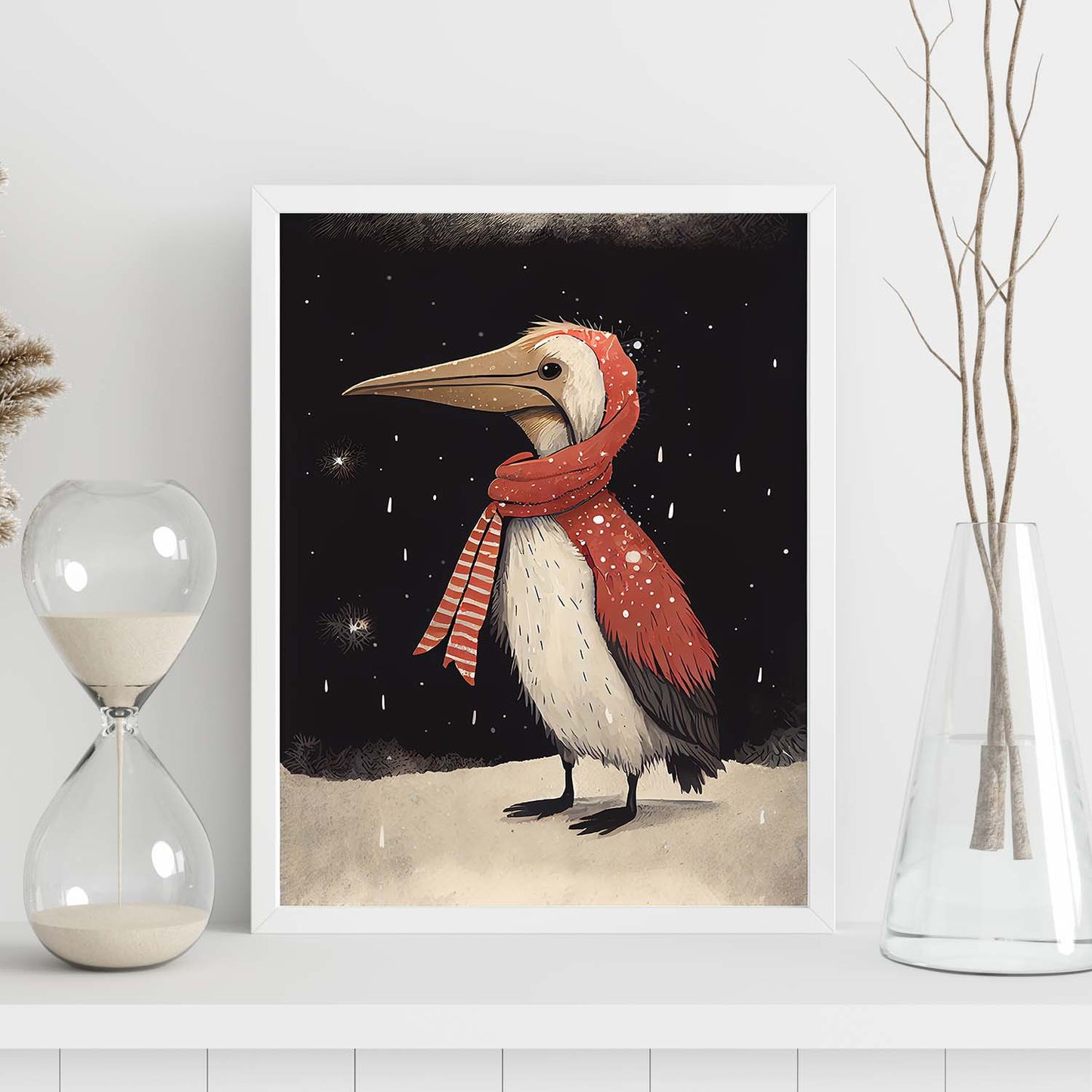 Nacnic lindo bebé pelícano con rojo. Estampados de arte de pared estético para el diseño de dormitorio o sala de estar.-Artwork-Nacnic-Nacnic Estudio SL