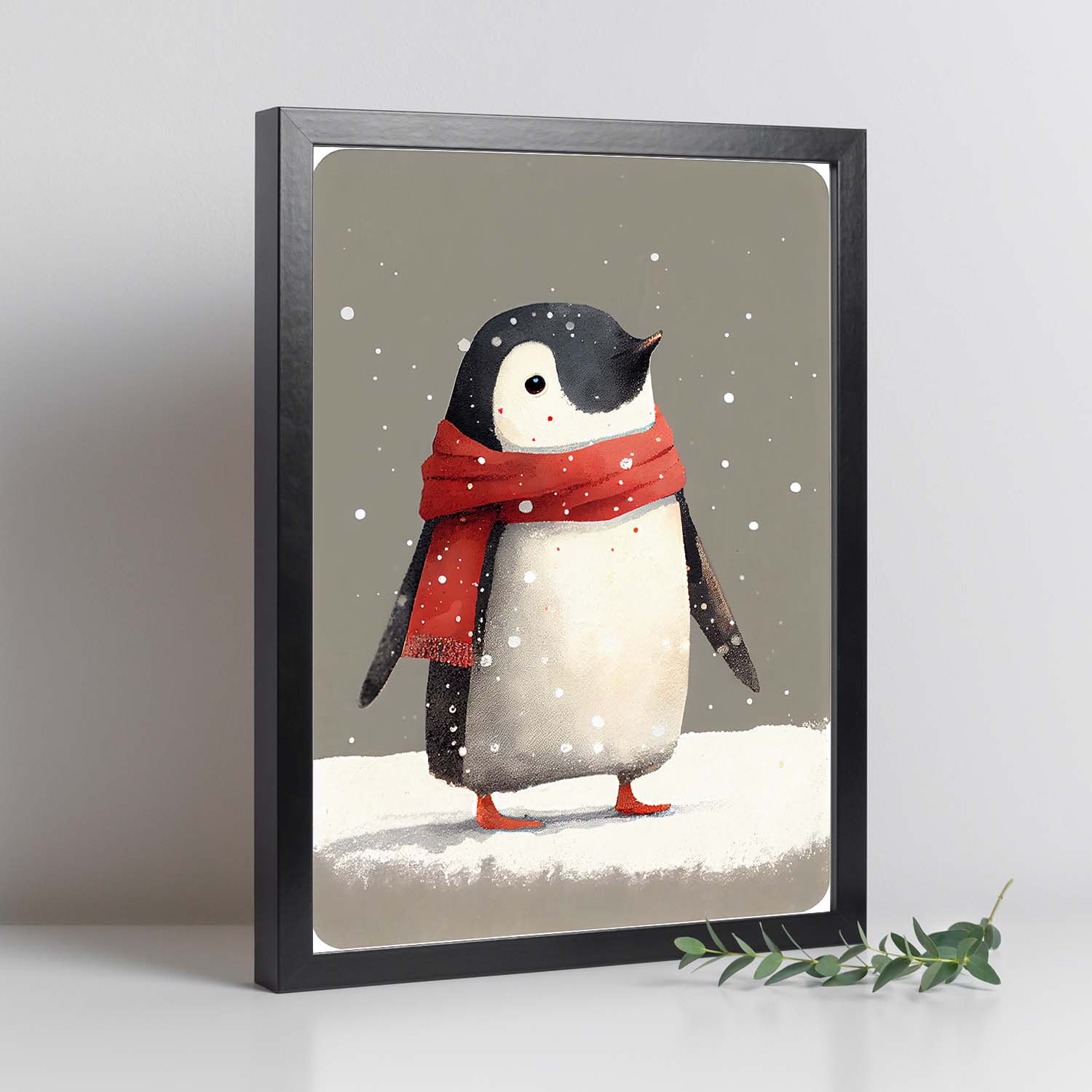 Nacnic lindo bebé pingüino con rojo. Estampados de arte de pared estético para el diseño de dormitorio o sala de estar.-Artwork-Nacnic-Nacnic Estudio SL