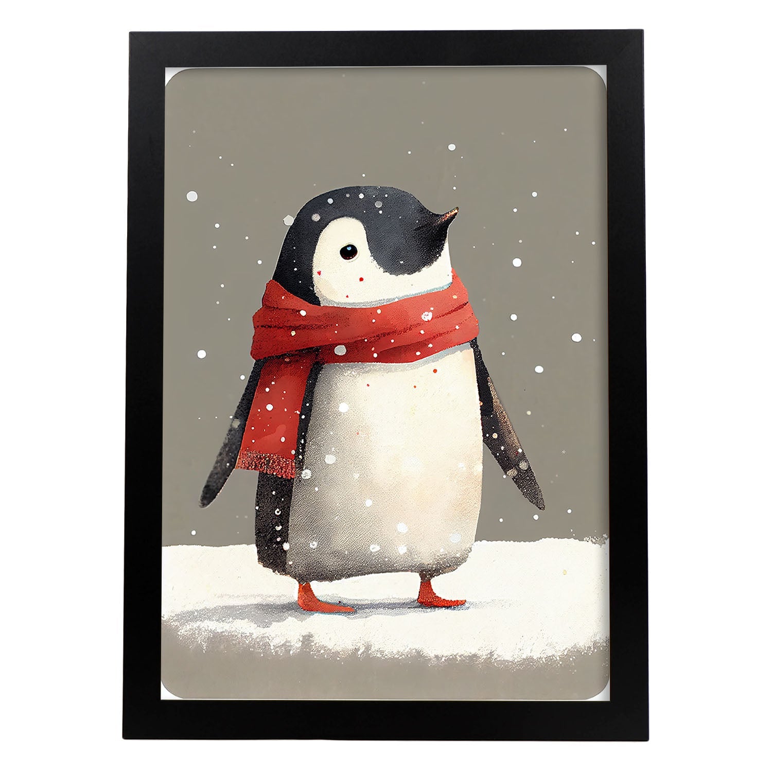 Nacnic lindo bebé pingüino con rojo. Estampados de arte de pared estético para el diseño de dormitorio o sala de estar.-Artwork-Nacnic-A4-Sin marco-Nacnic Estudio SL