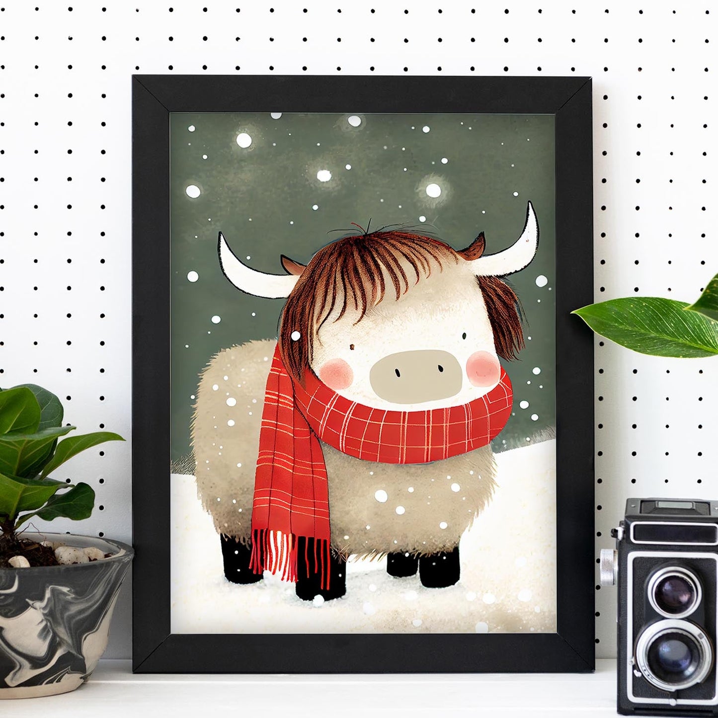 Nacnic lindo bebé yak con rojo. Estampados de arte de pared estético para el diseño de dormitorio o sala de estar.-Artwork-Nacnic-Nacnic Estudio SL
