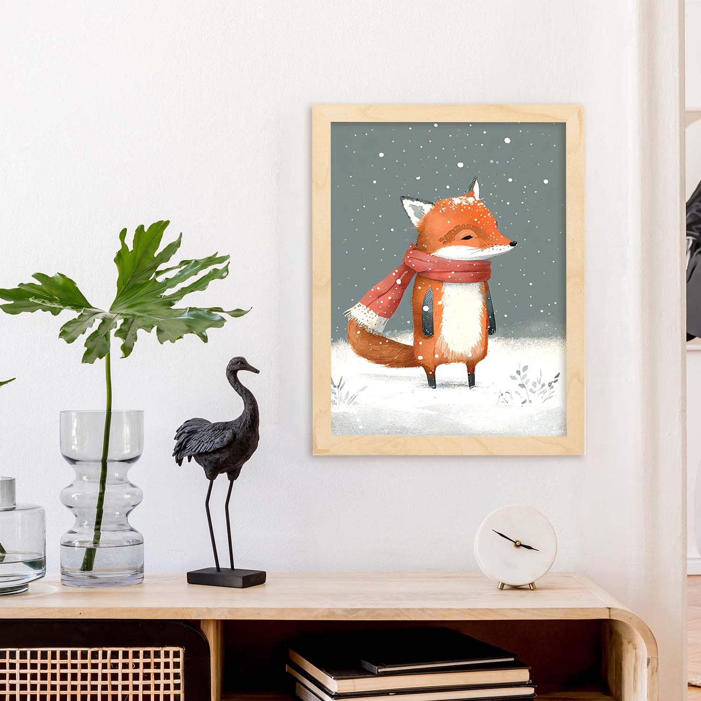 Nacnic lindo bebé zorro con rojo. Estampados de arte de pared estético para el diseño de dormitorio o sala de estar.-Artwork-Nacnic-Nacnic Estudio SL