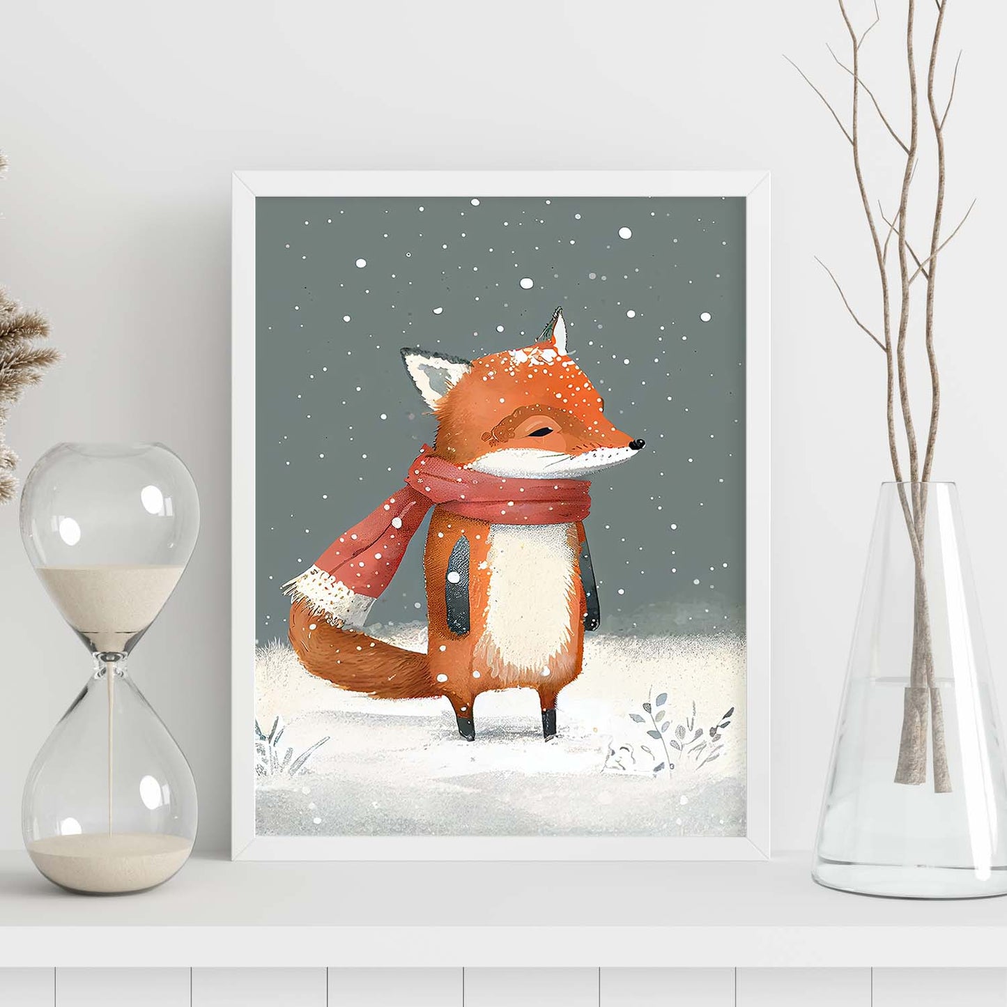 Nacnic lindo bebé zorro con rojo. Estampados de arte de pared estético para el diseño de dormitorio o sala de estar.-Artwork-Nacnic-Nacnic Estudio SL