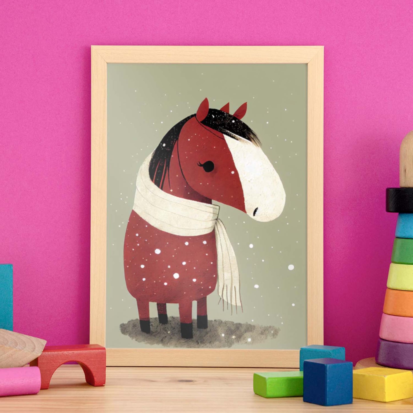 Nacnic lindo caballo bebé con rojo. Estampados de arte de pared estético para el diseño de dormitorio o sala de estar.-Artwork-Nacnic-Nacnic Estudio SL