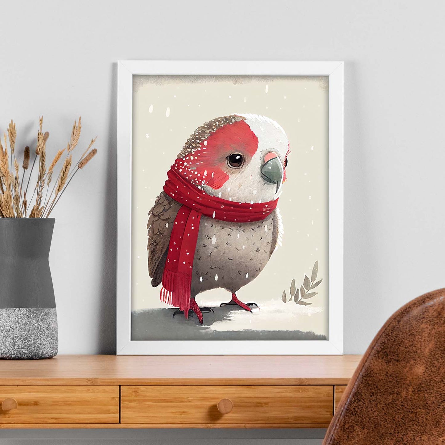 Nacnic lindo loro de bebé con rojo. Estampados de arte de pared estético para el diseño de dormitorio o sala de estar.-Artwork-Nacnic-Nacnic Estudio SL