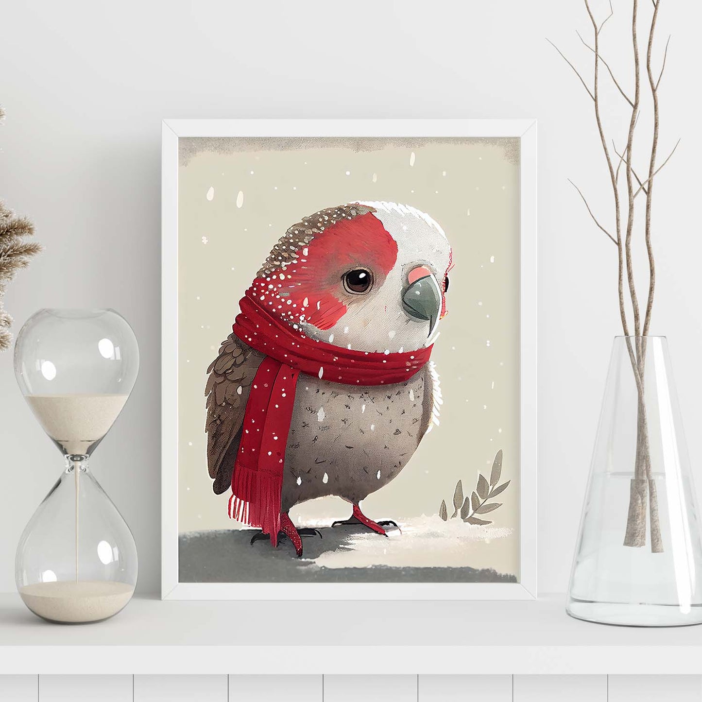 Nacnic lindo loro de bebé con rojo. Estampados de arte de pared estético para el diseño de dormitorio o sala de estar.-Artwork-Nacnic-Nacnic Estudio SL