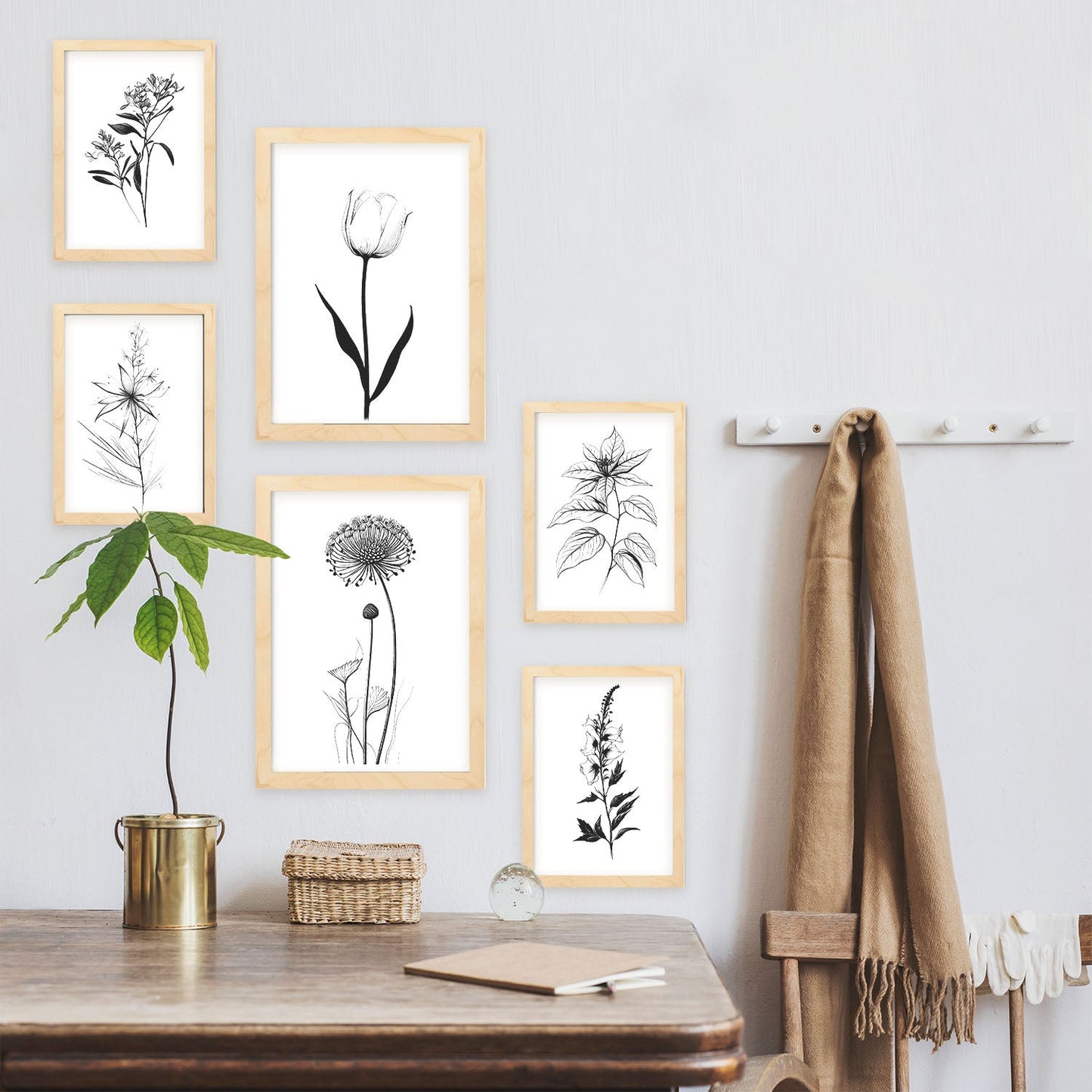 Nacnic Láminas de Flores Estéticas Lineales Set_2