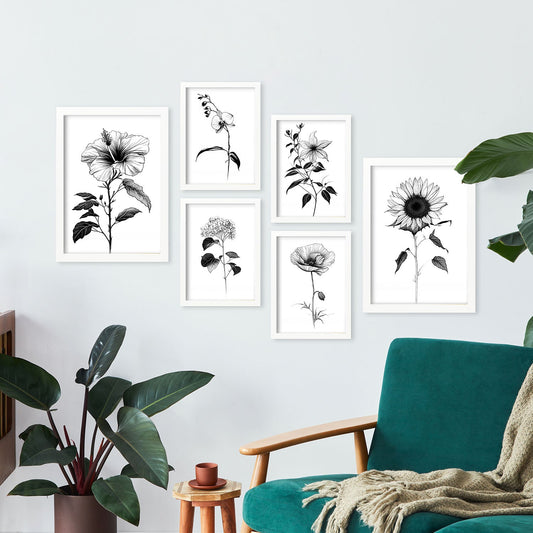 Nacnic Línea Flores Set_3 Láminas para Dormitorio