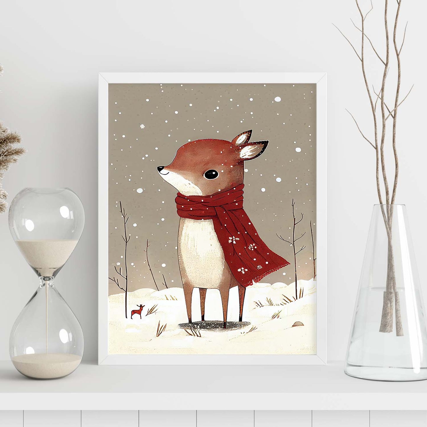 Nacnic Link Baby Deer con rojo. Estampados de arte de pared estético para el diseño de dormitorio o sala de estar.-Artwork-Nacnic-Nacnic Estudio SL