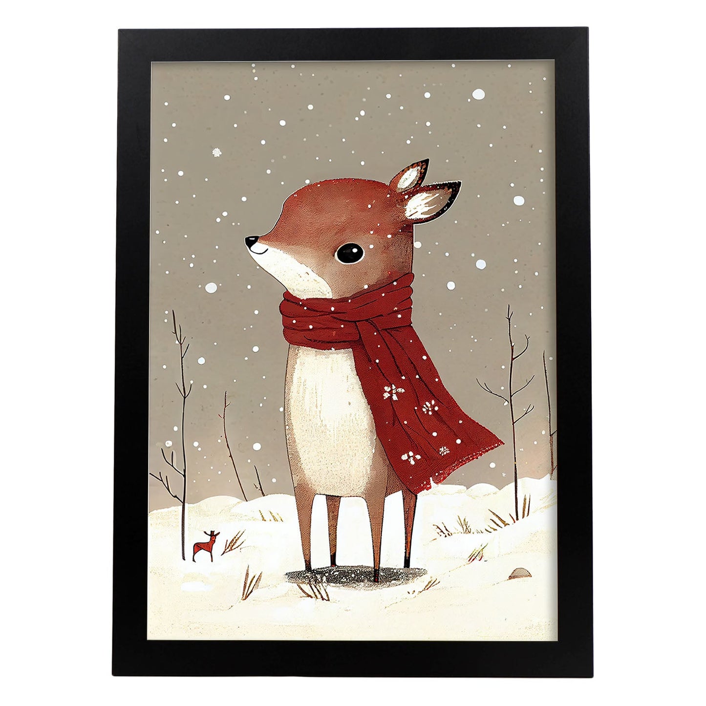 Nacnic Link Baby Deer con rojo. Estampados de arte de pared estético para el diseño de dormitorio o sala de estar.-Artwork-Nacnic-A4-Sin marco-Nacnic Estudio SL