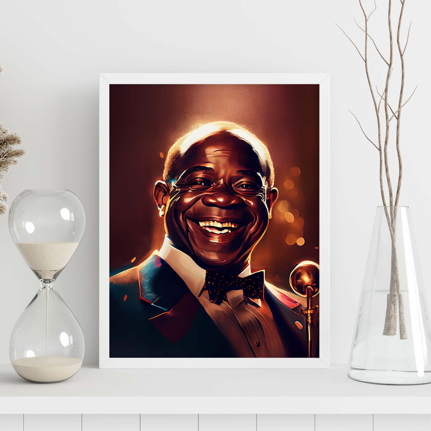 Nacnic Louis Armstrong sonriente Pixar estilo dinámico Figura d. Estampados de arte de pared estético para el diseño de dormitorio o sala de estar.-Artwork-Nacnic-Nacnic Estudio SL
