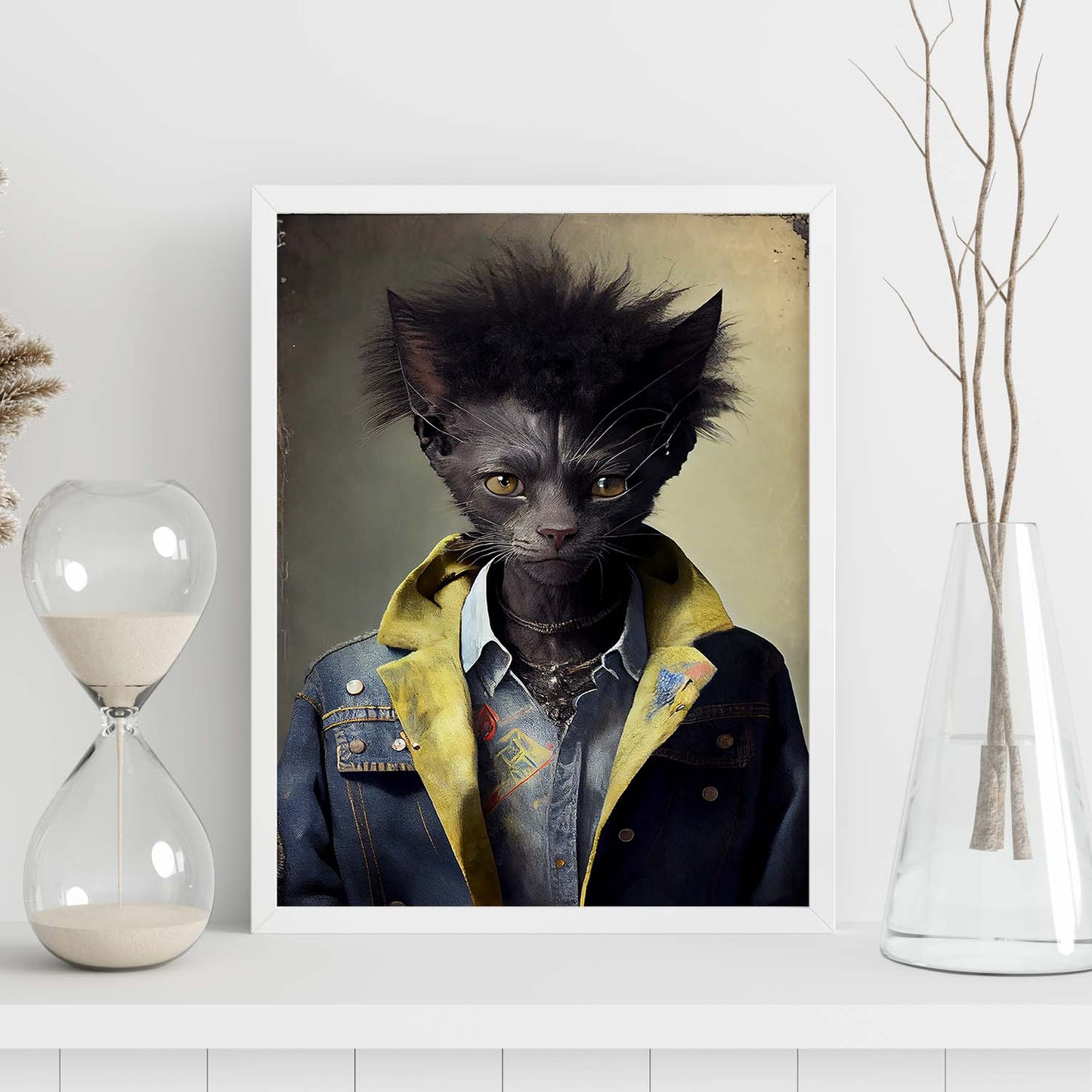 Nacnic Lykoi se vistió con ropa humana. Estampados de arte de pared estético para el diseño de dormitorio o sala de estar.-Artwork-Nacnic-Nacnic Estudio SL