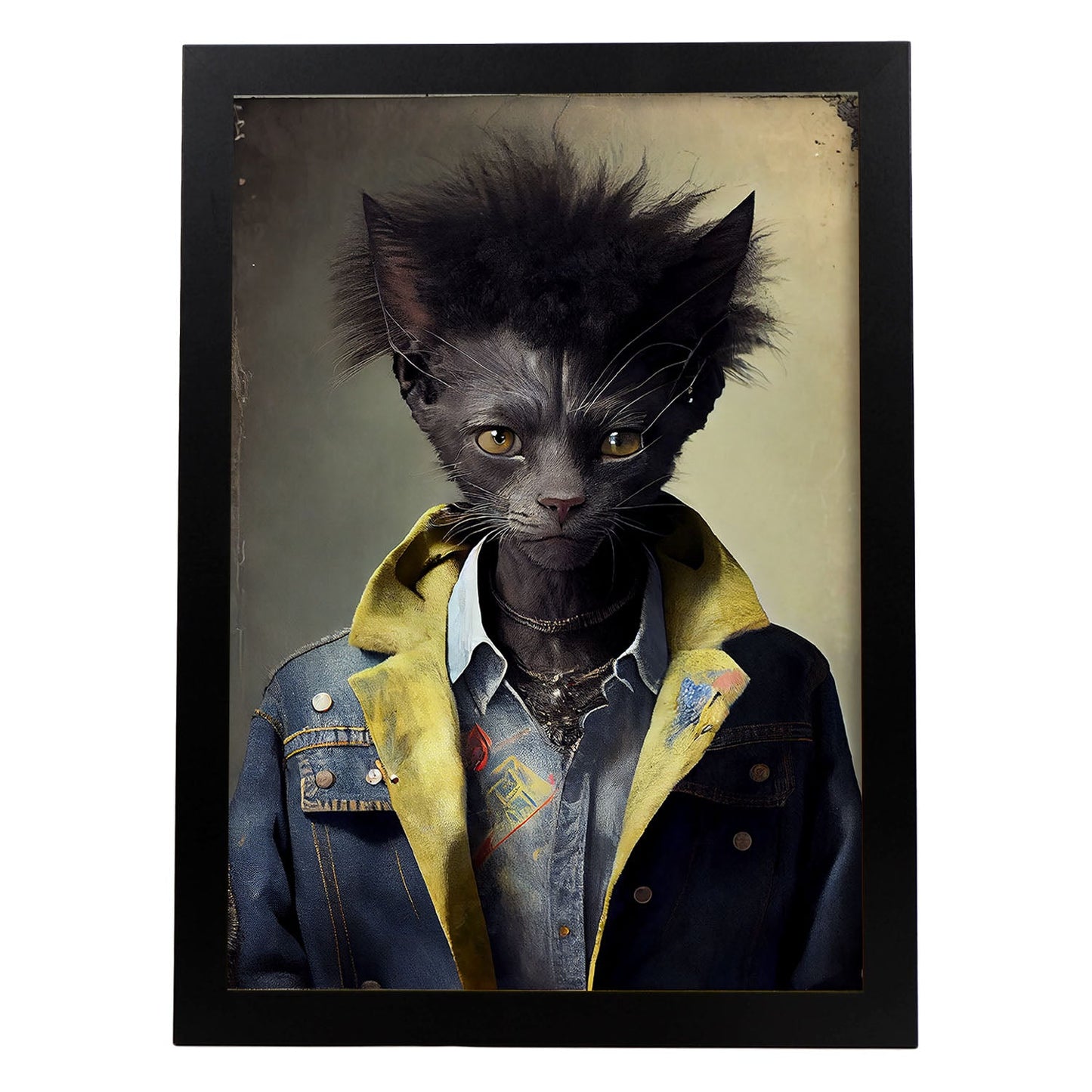 Nacnic Lykoi se vistió con ropa humana. Estampados de arte de pared estético para el diseño de dormitorio o sala de estar.-Artwork-Nacnic-A4-Sin marco-Nacnic Estudio SL