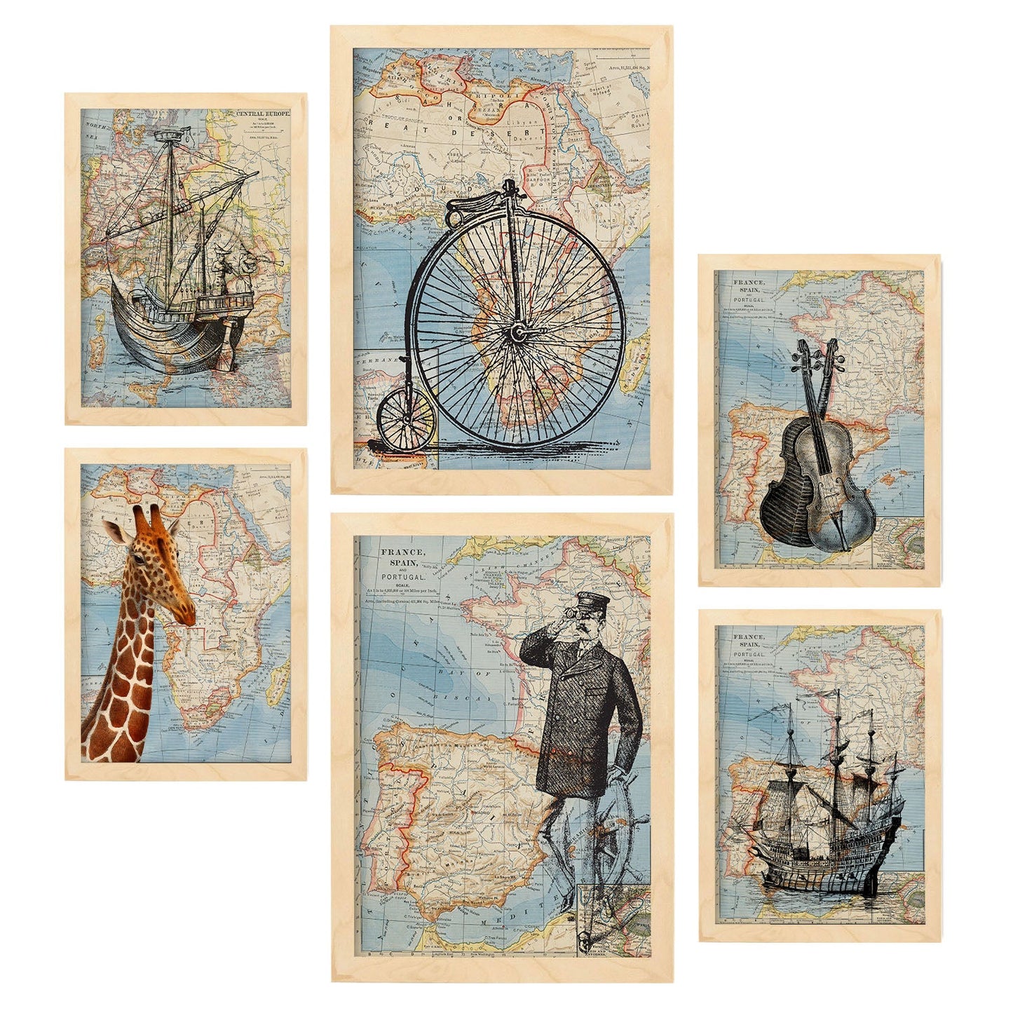 Nacnic Laminas de Mapas Vintage Aestético