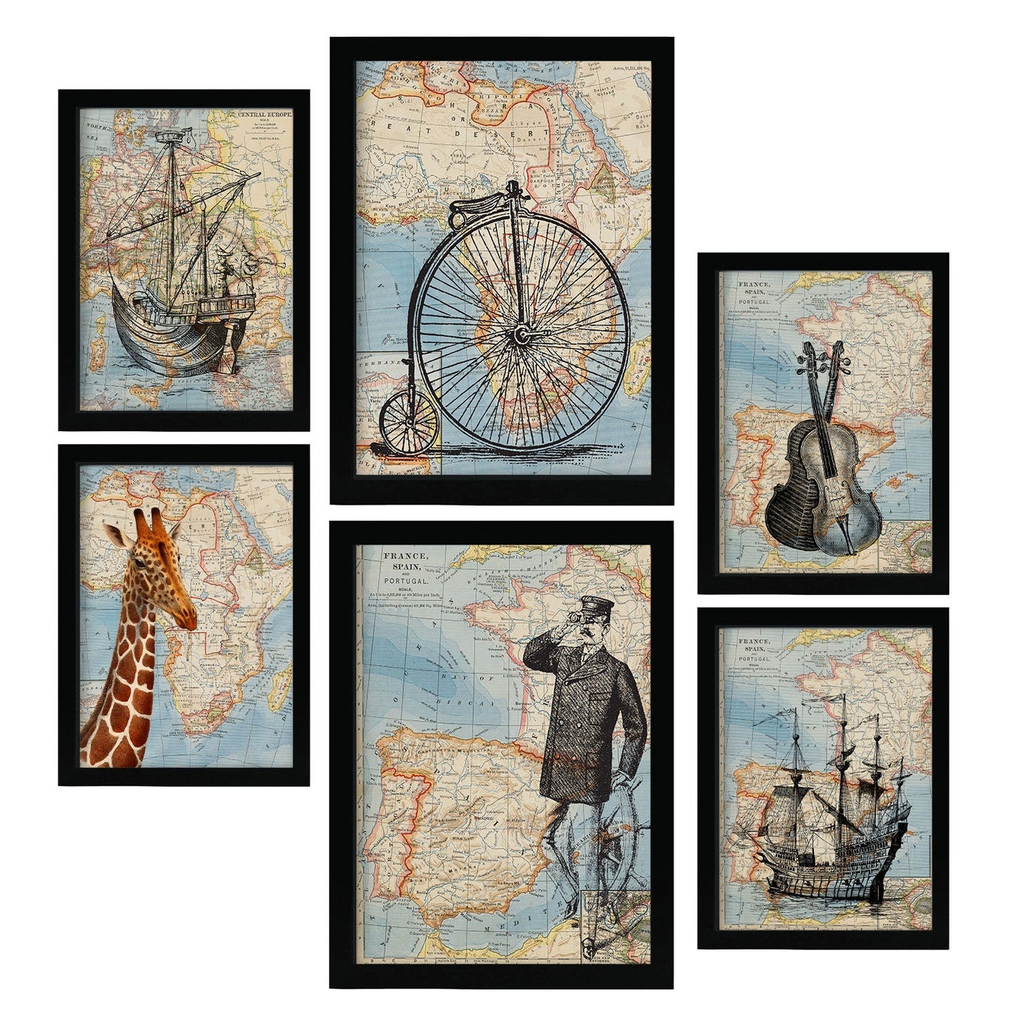 Nacnic Laminas de Mapas Vintage Aestético