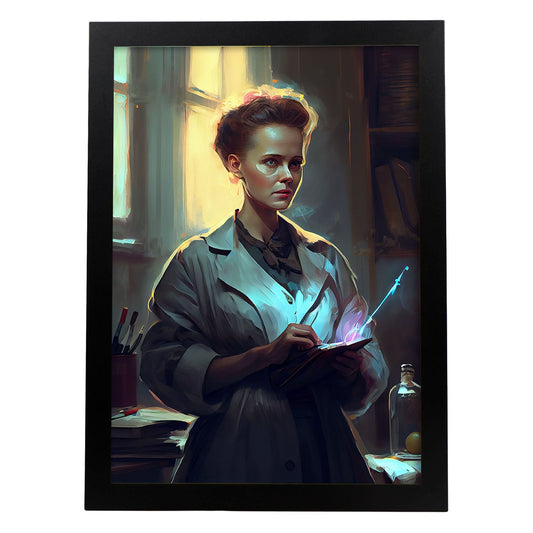 Nacnic Marie Curie con herramientas médicas Pixar Style Dynamic f. Estampados de arte de pared estético para el diseño de dormitorio o sala de estar.-Artwork-Nacnic-A4-Sin marco-Nacnic Estudio SL