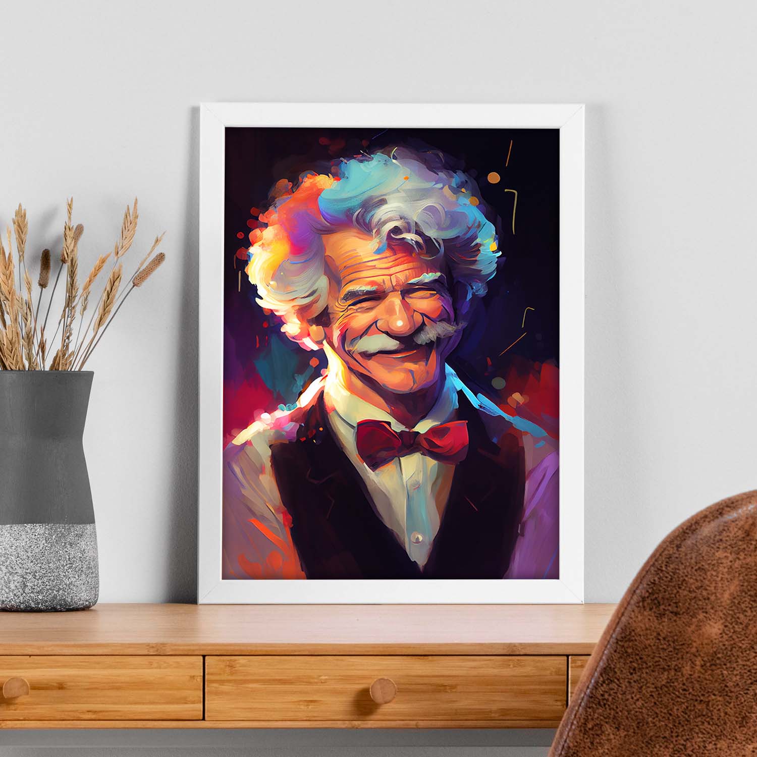 Nacnic Mark Twain sonriente de figura dinámica de estilo Pixar. Estampados de arte de pared estético para el diseño de dormitorio o sala de estar.-Artwork-Nacnic-Nacnic Estudio SL