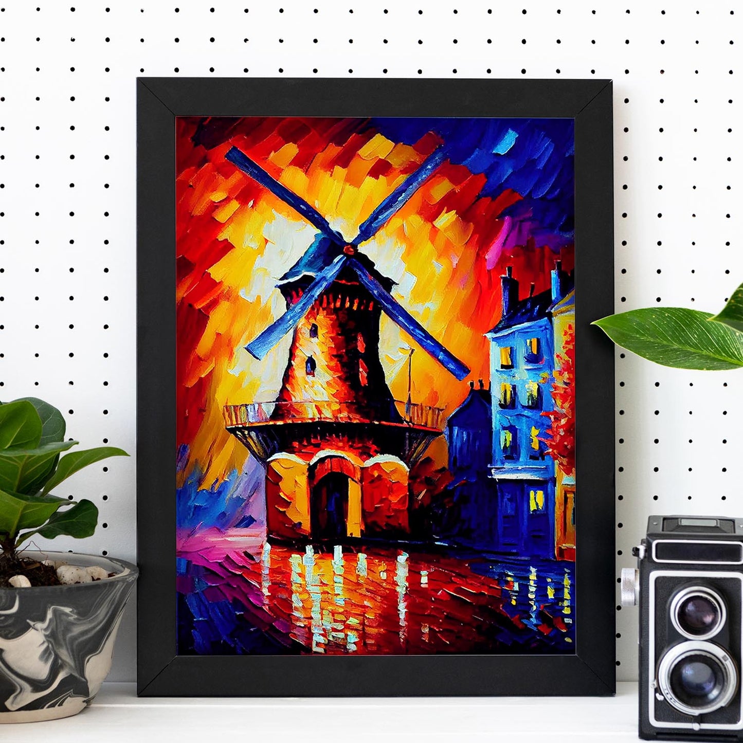Nacnic Moulin Rouge Paris France Pintura al óleo de pinceladas. Estampados de arte de pared estético para el diseño de dormitorio o sala de estar.-Artwork-Nacnic-Nacnic Estudio SL
