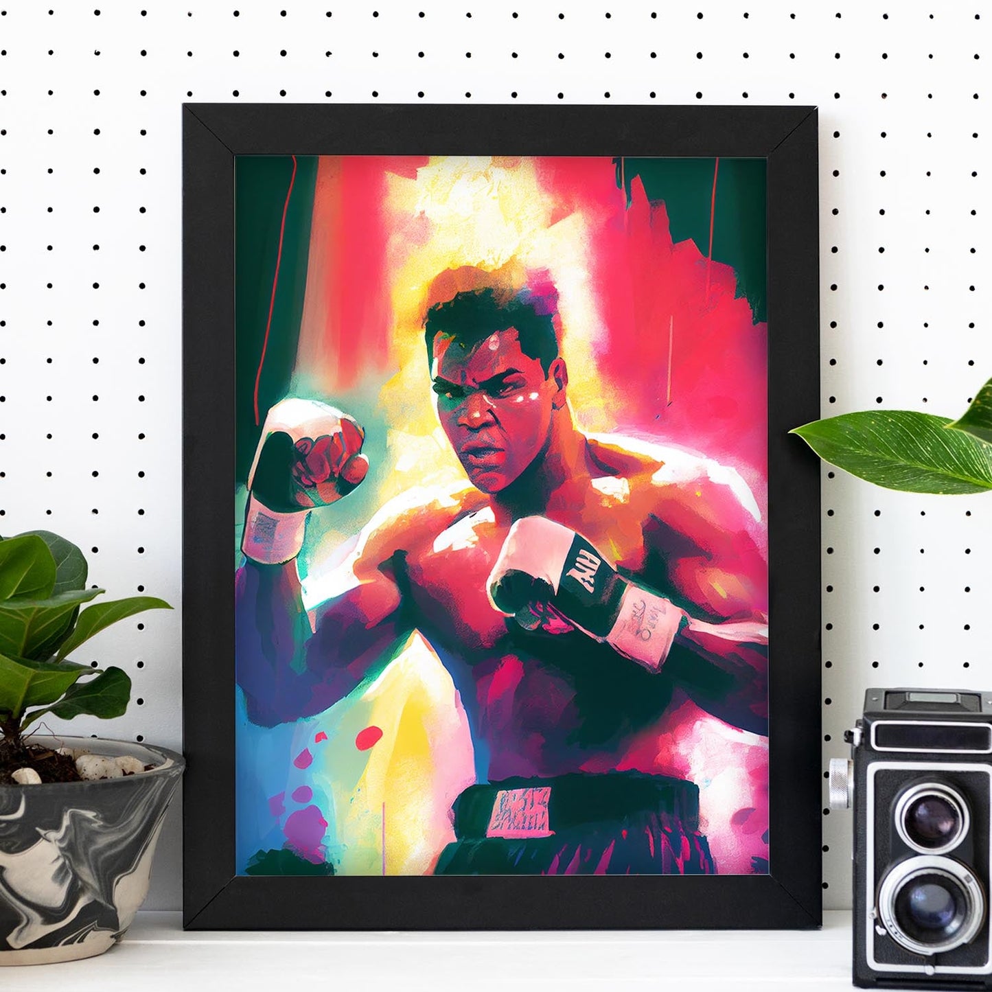 Nacnic Muhammad Ali ganando una figura dinámica de estilo Pixar Pixar. Estampados de arte de pared estético para el diseño de dormitorio o sala de estar.-Artwork-Nacnic-Nacnic Estudio SL