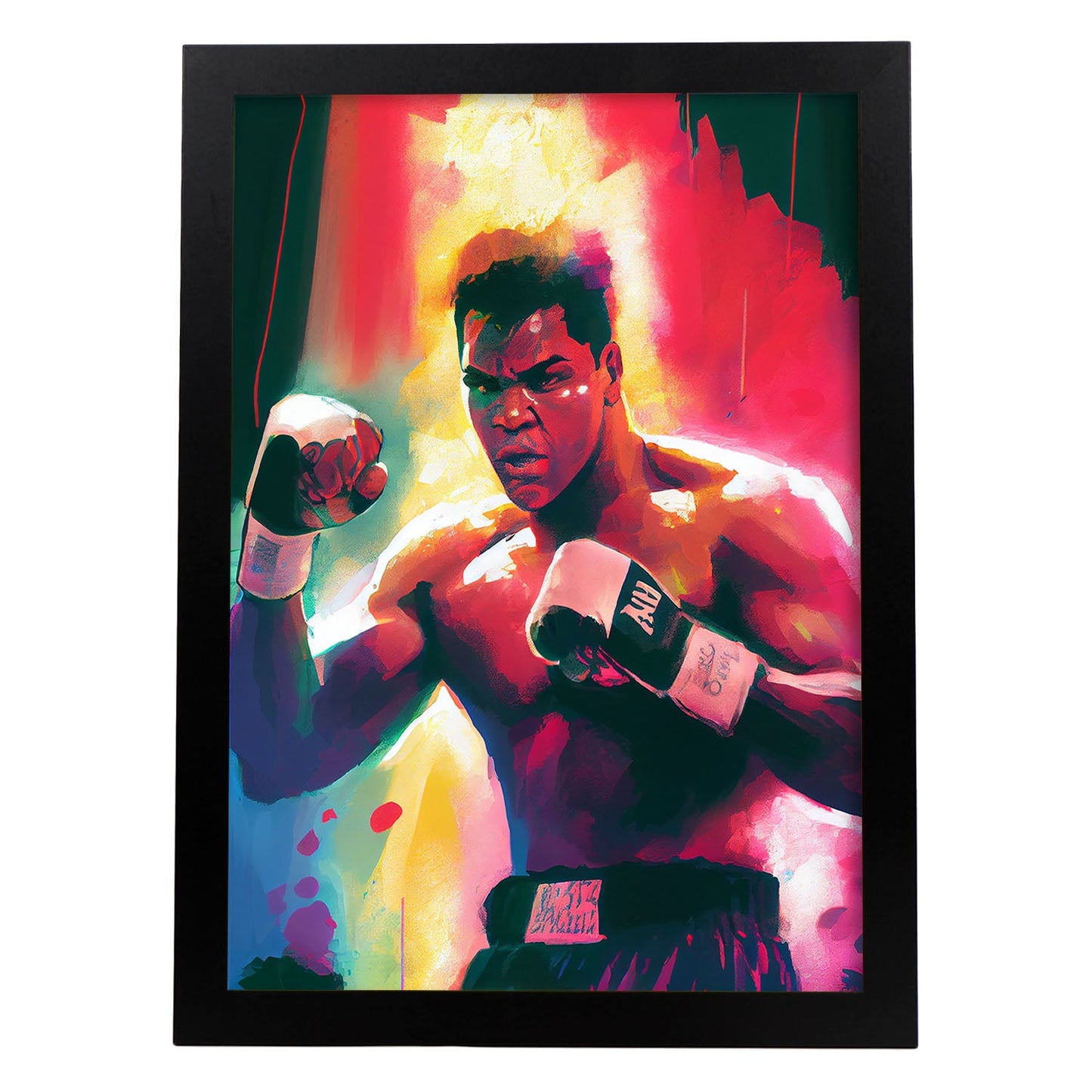 Nacnic Muhammad Ali ganando una figura dinámica de estilo Pixar Pixar. Estampados de arte de pared estético para el diseño de dormitorio o sala de estar.-Artwork-Nacnic-A4-Sin marco-Nacnic Estudio SL