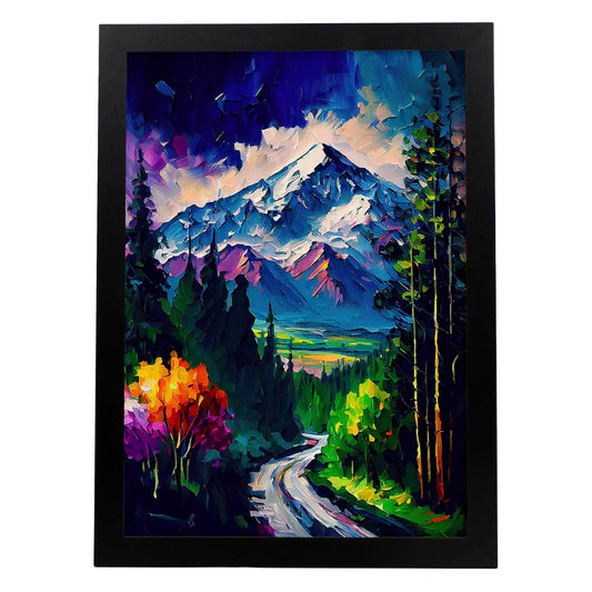 Nacnic Nanga Parbat Pintura al óleo de pinceladas Colorfull Ha. Estampados de arte de pared estético para el diseño de dormitorio o sala de estar.-Artwork-Nacnic-A4-Sin marco-Nacnic Estudio SL