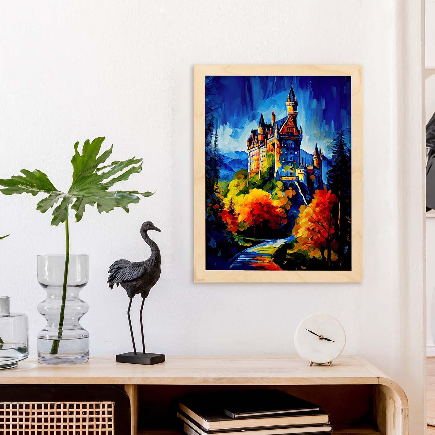 Nacnic Neuschwanstein Castle Bavaria Alemania Pintura al óleo b. Estampados de arte de pared estético para el diseño de dormitorio o sala de estar.-Artwork-Nacnic-Nacnic Estudio SL