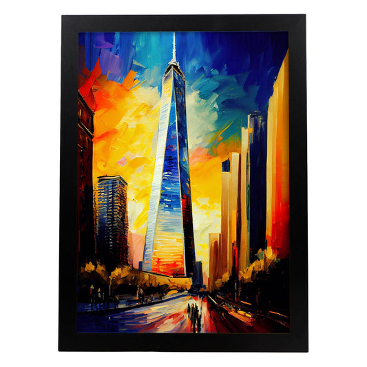 Nacnic One World Trade Center NYC New York USA Pintura al óleo. Estampados de arte de pared estético para el diseño de dormitorio o sala de estar.-Artwork-Nacnic-A4-Sin marco-Nacnic Estudio SL