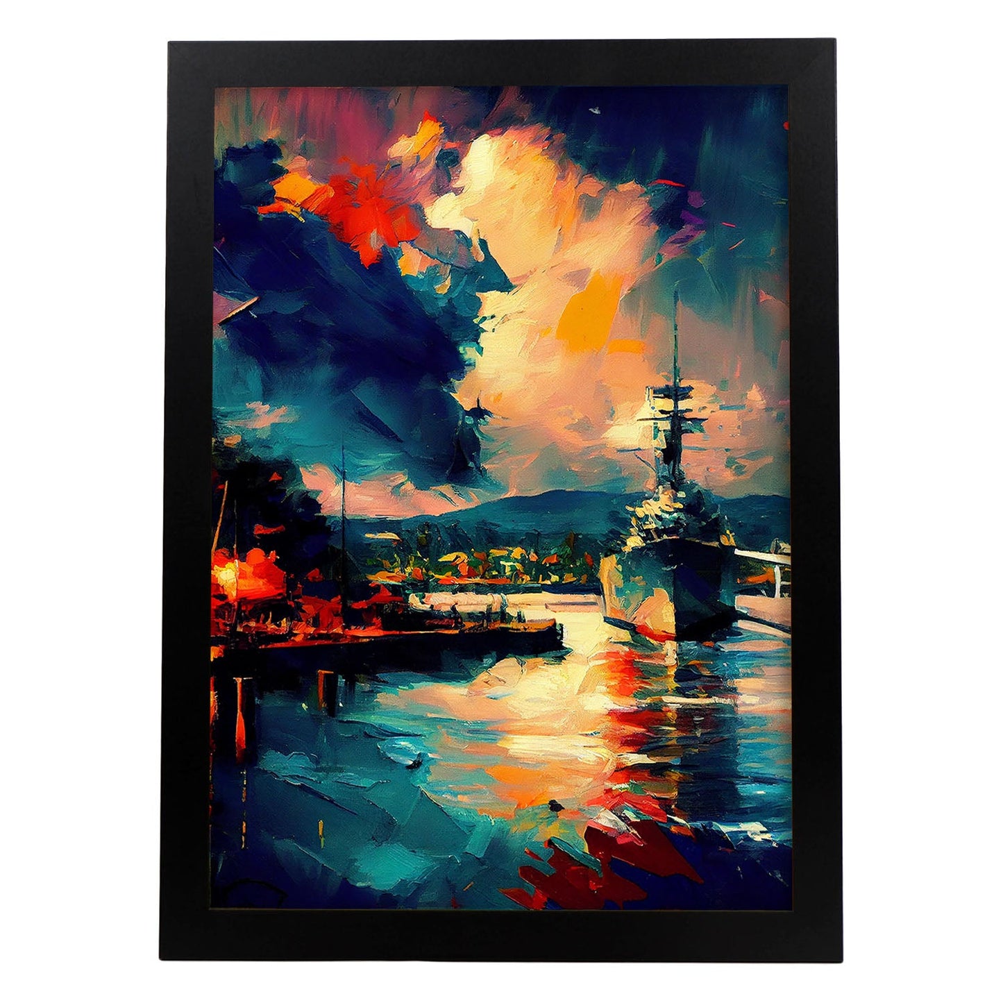 Nacnic Pearl Harbor Honolulu Oahu Hawaii USA Pintura al óleo b. Estampados de arte de pared estético para el diseño de dormitorio o sala de estar.-Artwork-Nacnic-A4-Sin marco-Nacnic Estudio SL