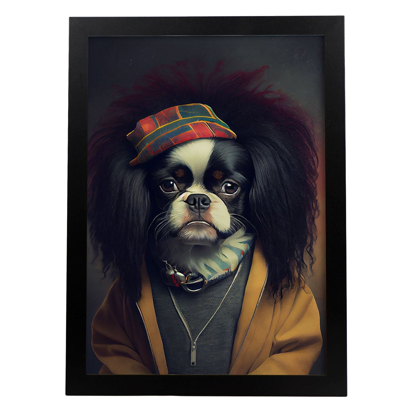 Nacnic, una barbilla japonesa tipo perro vestida con tela humana. Estampados de arte de pared estético para el diseño de dormitorio o sala de estar.-Artwork-Nacnic-A4-Sin marco-Nacnic Estudio SL
