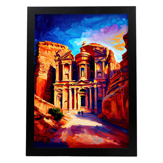Nacnic Petra Wadi Musa Jordan Pintura al óleo Strokes co. Estampados de arte de pared estético para el diseño de dormitorio o sala de estar.-Artwork-Nacnic-A4-Sin marco-Nacnic Estudio SL