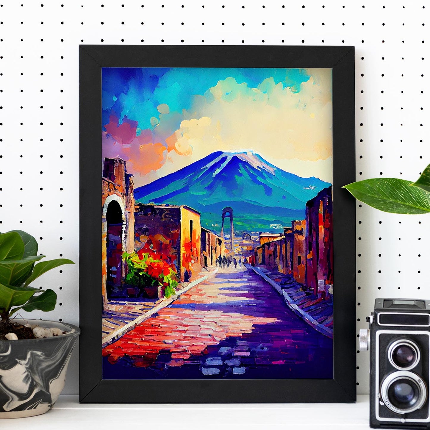 Nacnic Pompeii Naples Italia Pintura al óleo Pincel Strokes Colo. Estampados de arte de pared estético para el diseño de dormitorio o sala de estar.-Artwork-Nacnic-Nacnic Estudio SL