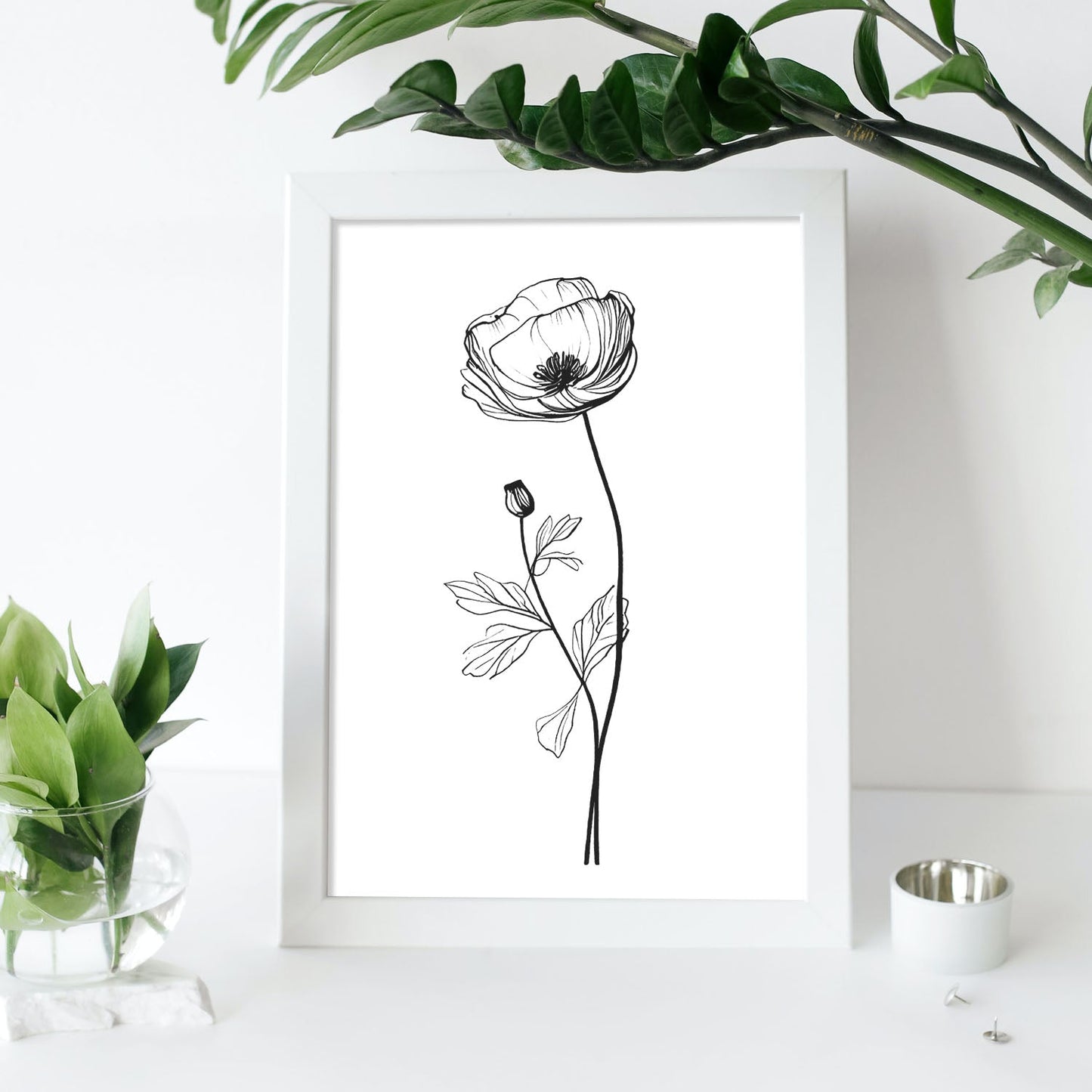 Laminas Nacnic de Arte Minimalista Lineal de Ranúnculo