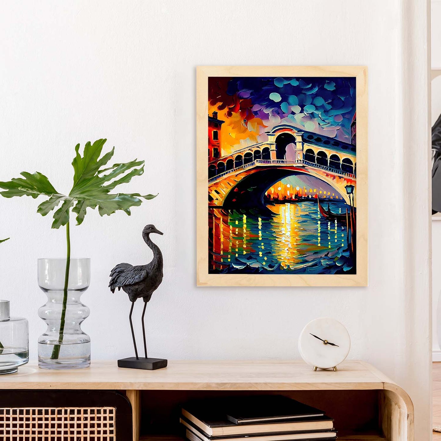 Nacnic Rialto Bridge Venecia Italia Italia Pintura al óleo Pincel Stroke. Estampados de arte de pared estético para el diseño de dormitorio o sala de estar.-Artwork-Nacnic-Nacnic Estudio SL