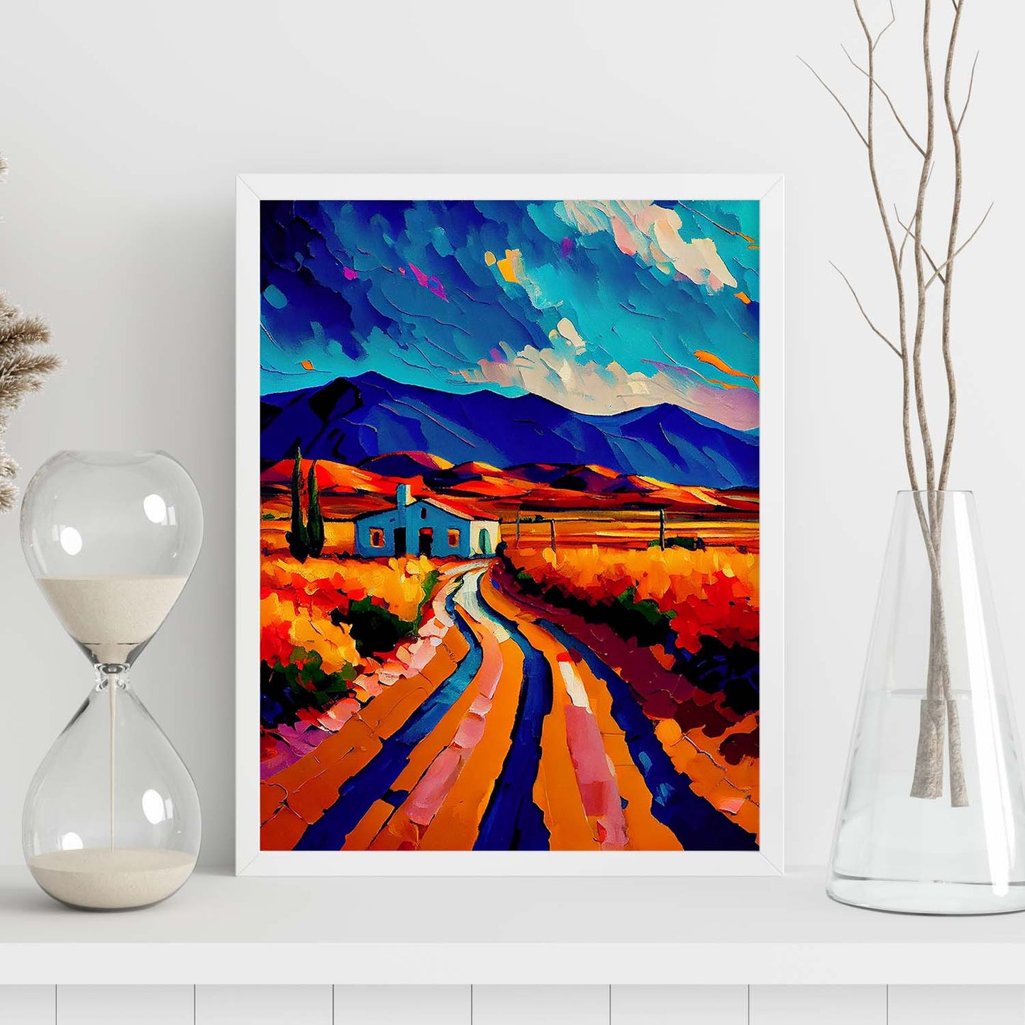 Nacnic Ruta 40 Argentina Pintura al óleo Pincel Strokes Colorfu. Estampados de arte de pared estético para el diseño de dormitorio o sala de estar.-Artwork-Nacnic-Nacnic Estudio SL