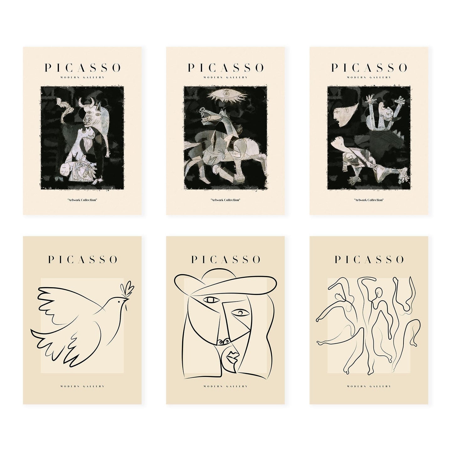 Láminas Decorativas de Picasso Nacnic en Blanco y Negro