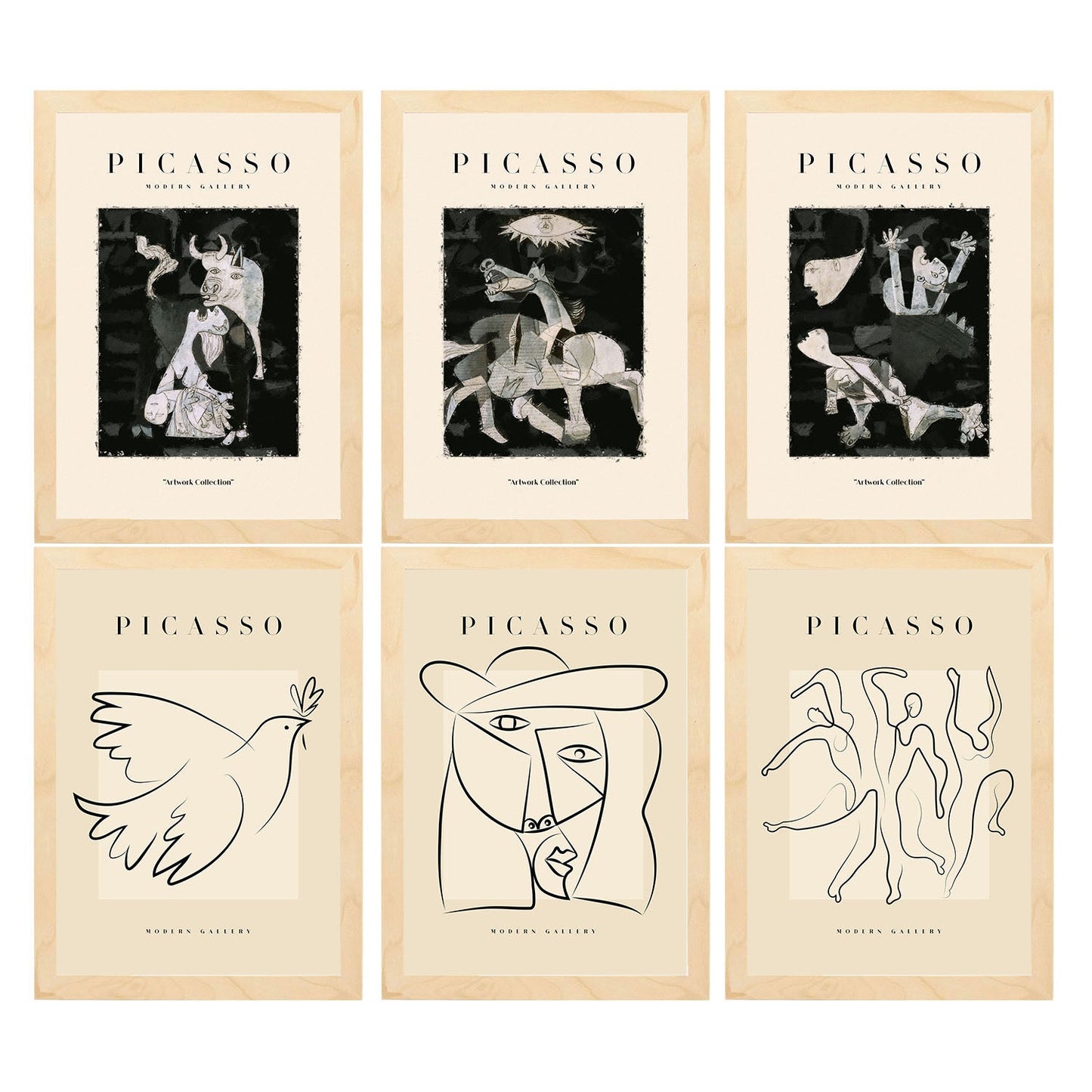 Láminas Decorativas de Picasso Nacnic en Blanco y Negro