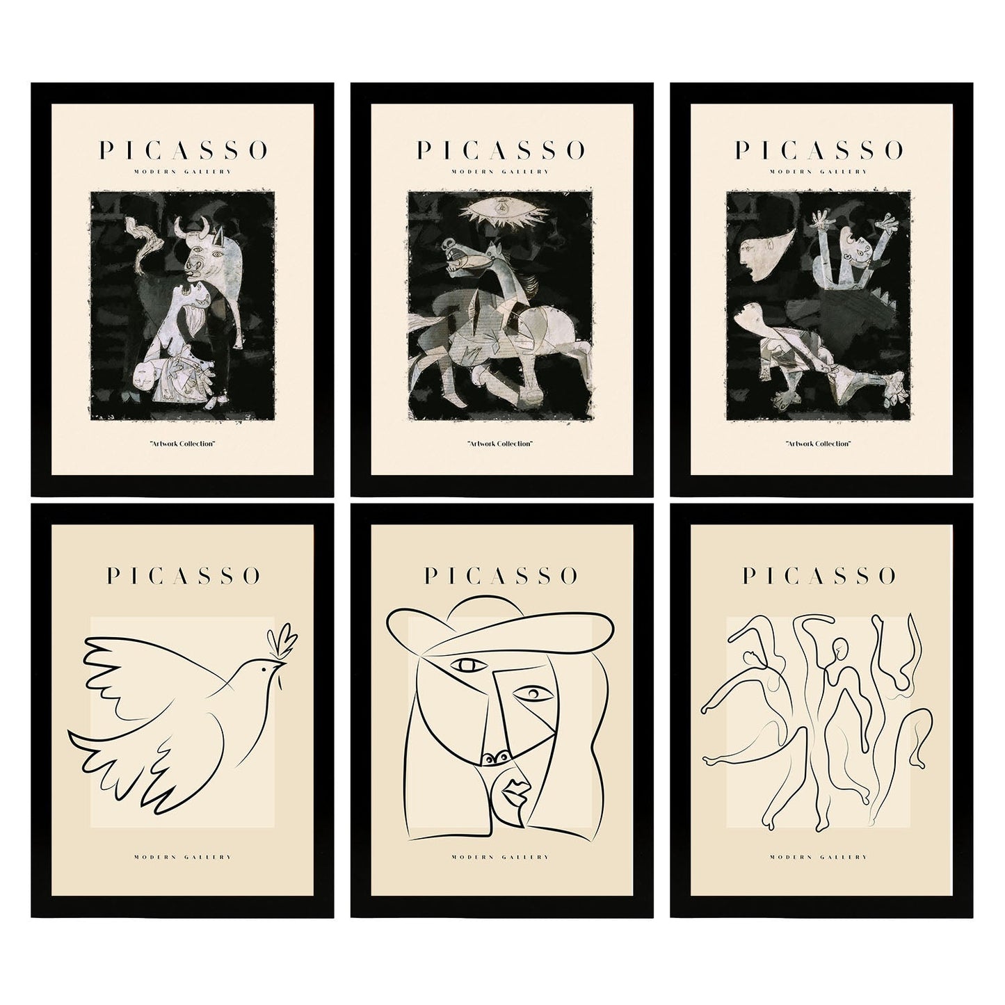 Láminas Decorativas de Picasso Nacnic en Blanco y Negro