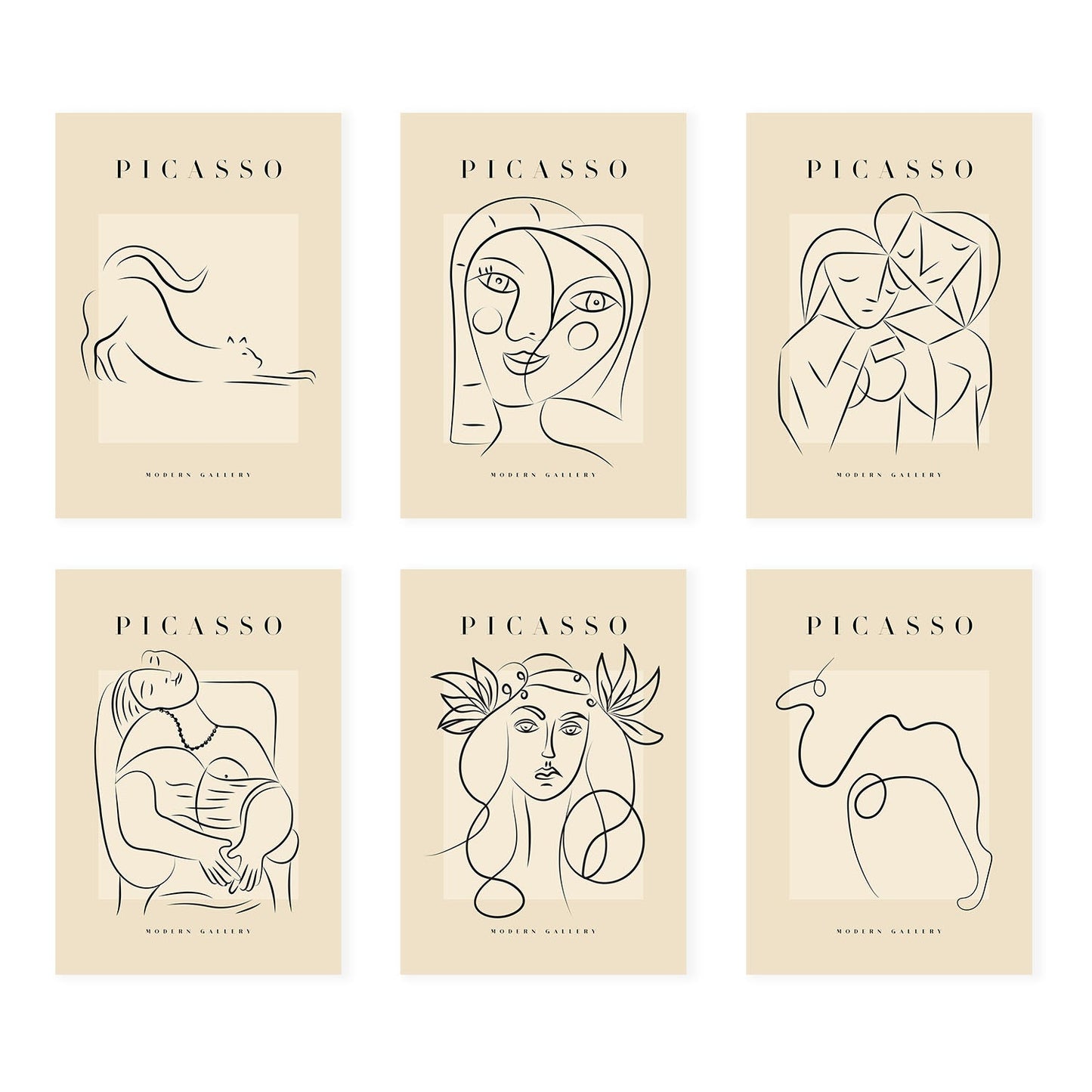 Nacnic Set de 6 Láminas Decorativas de Picasso Modelo Femenino