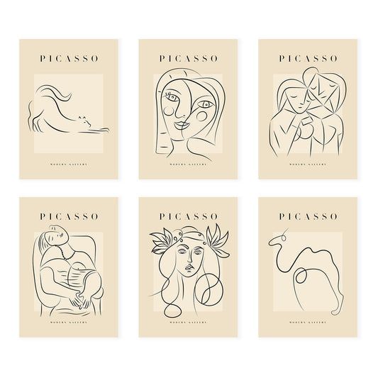 Nacnic Set de 6 Láminas Decorativas de Picasso Modelo Femenino