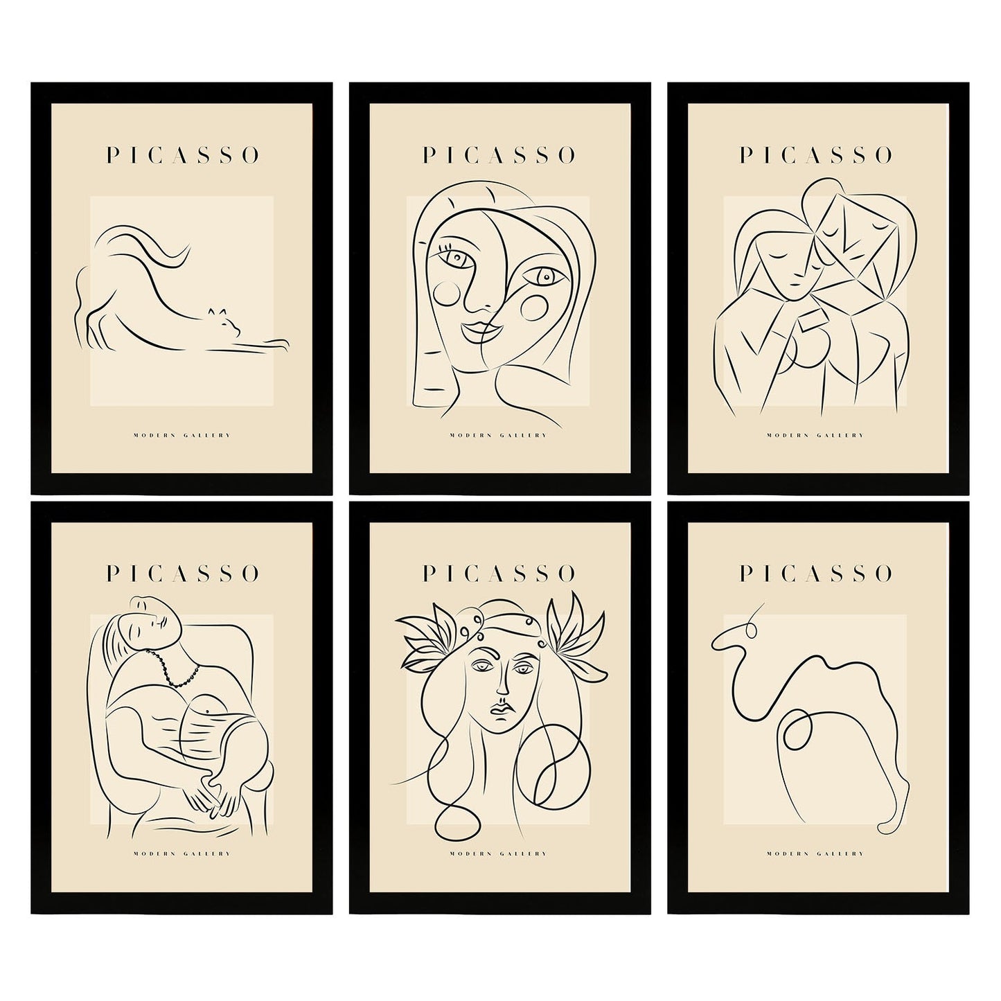 Nacnic Set de 6 Láminas Decorativas de Picasso Modelo Femenino