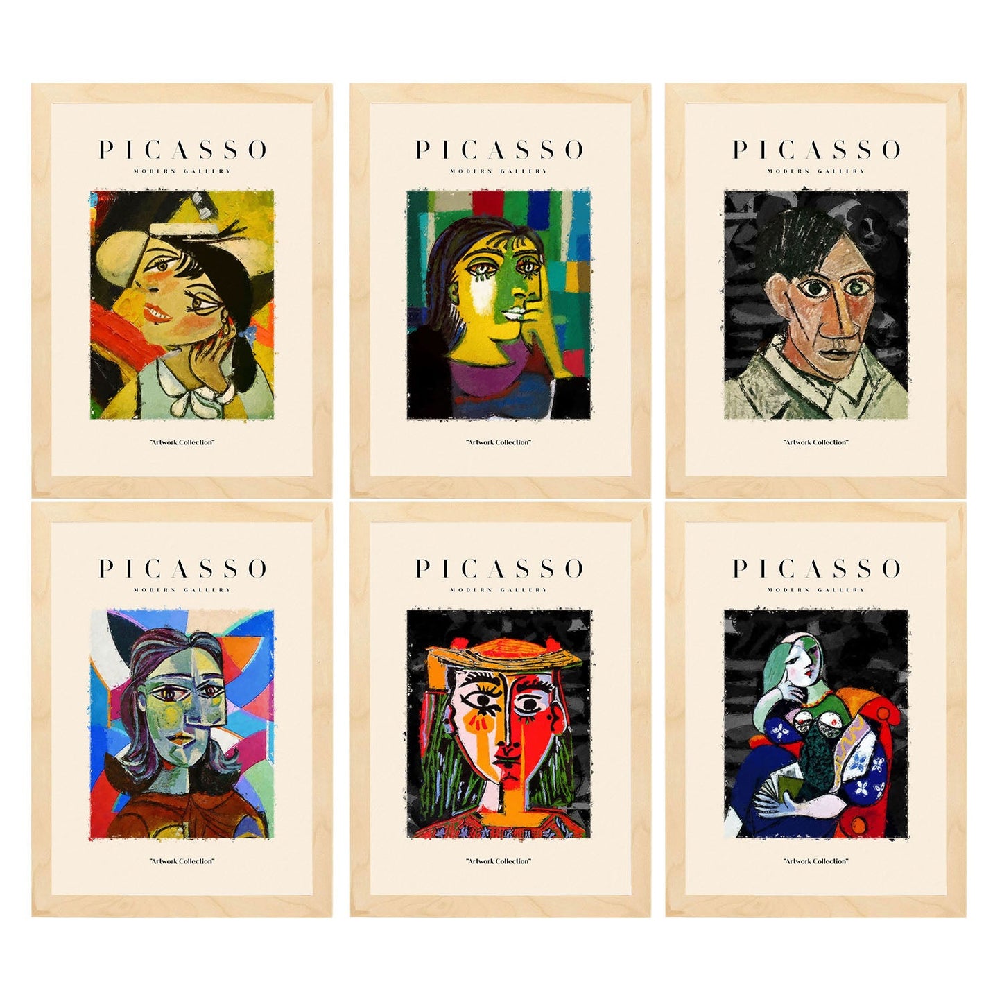 Conjunto de 6 Láminas Decorativas Picasso Modelo Oscuro Nacnic