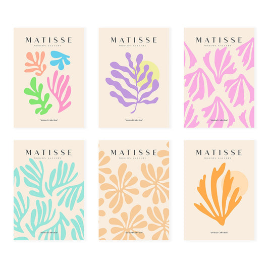 Set de 6 Láminas Artísticas de Matisse en Colores Pastel de Nacnic