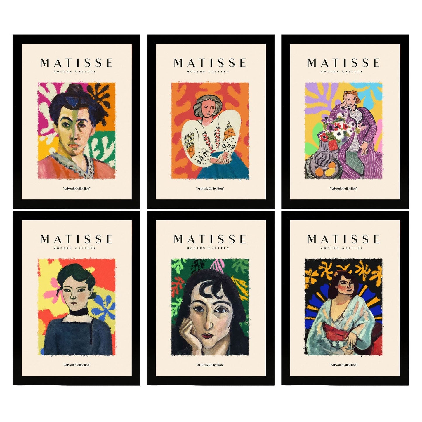 Nacnic Set de 6 Láminas Artísticas de Matisse Modelo Mujeres para Decoración de Interiores